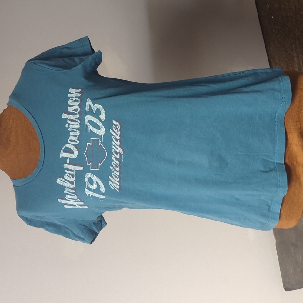 Harley Davidson T Shirt Womens Size Medium Teal Crew Neck Gainesville Florida